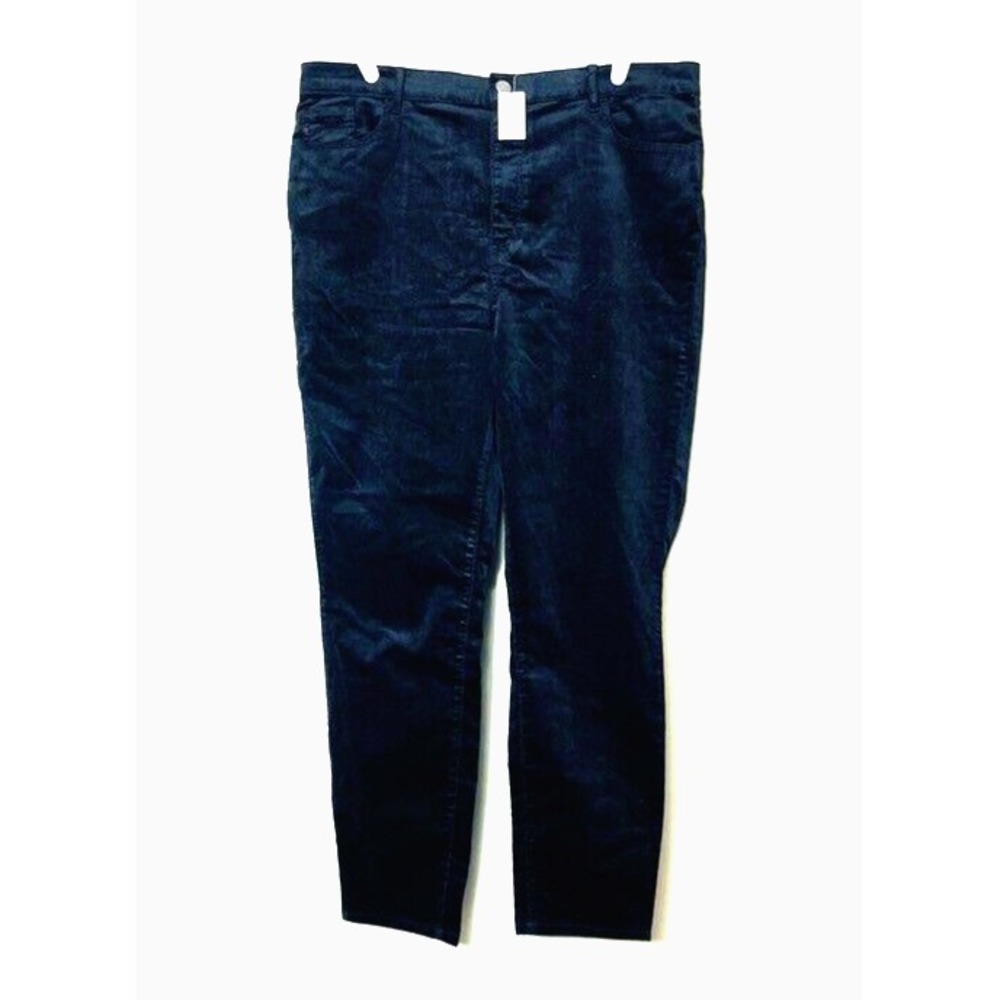 Nwt Loft Pants Women's 34 Blue Velvet Straight Leg Dark Wash High Waist Skinny
